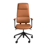Swivel office chair in brown leatherette