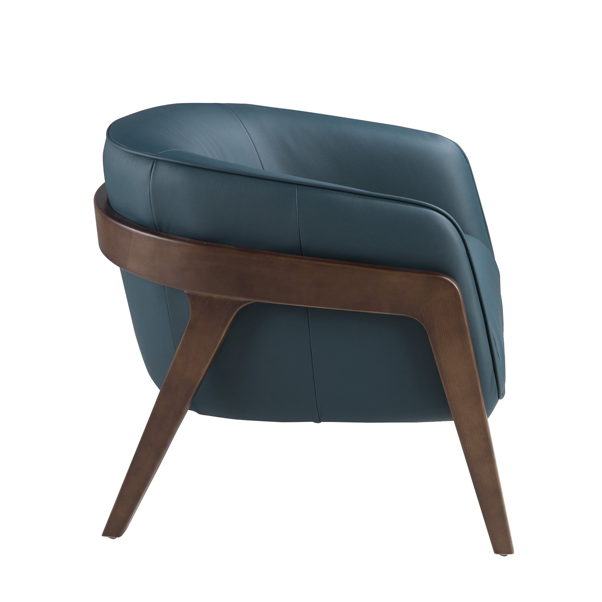 Petrol blue leather armchair