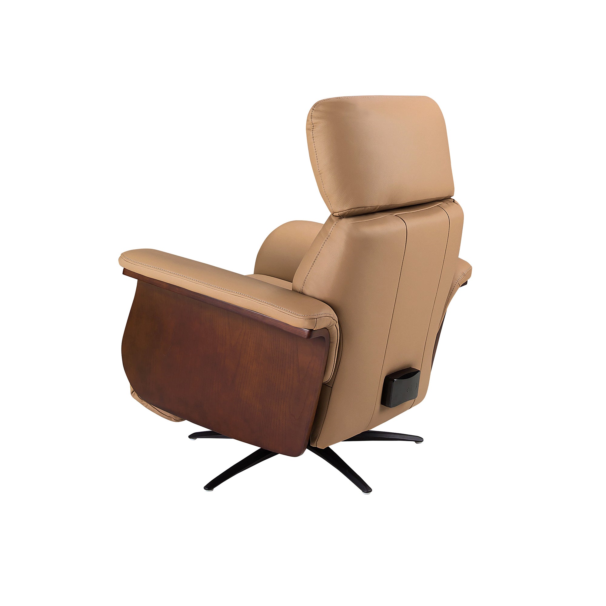 Brown leather swivel relax armchair