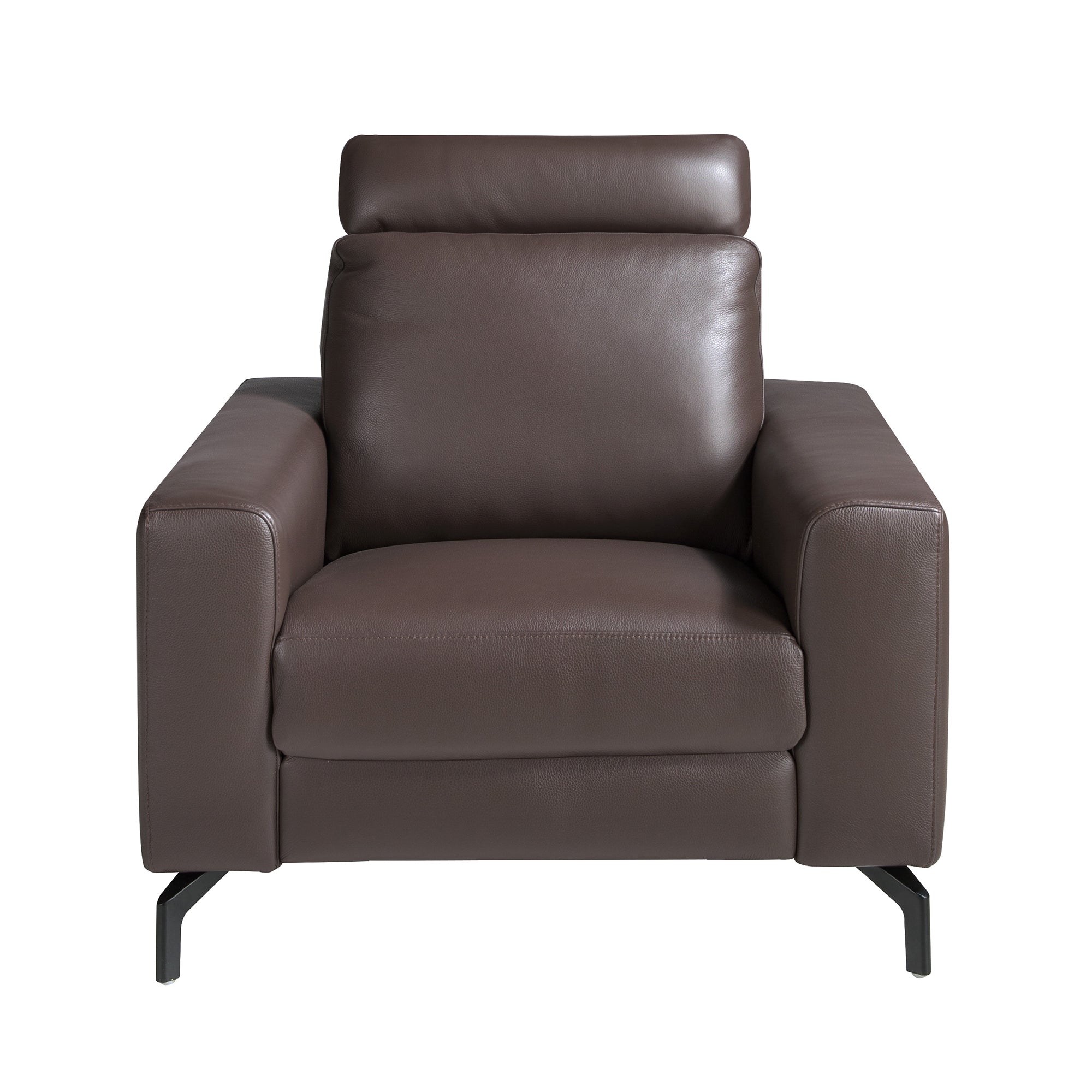 Chocolate brown leather recliner armchair