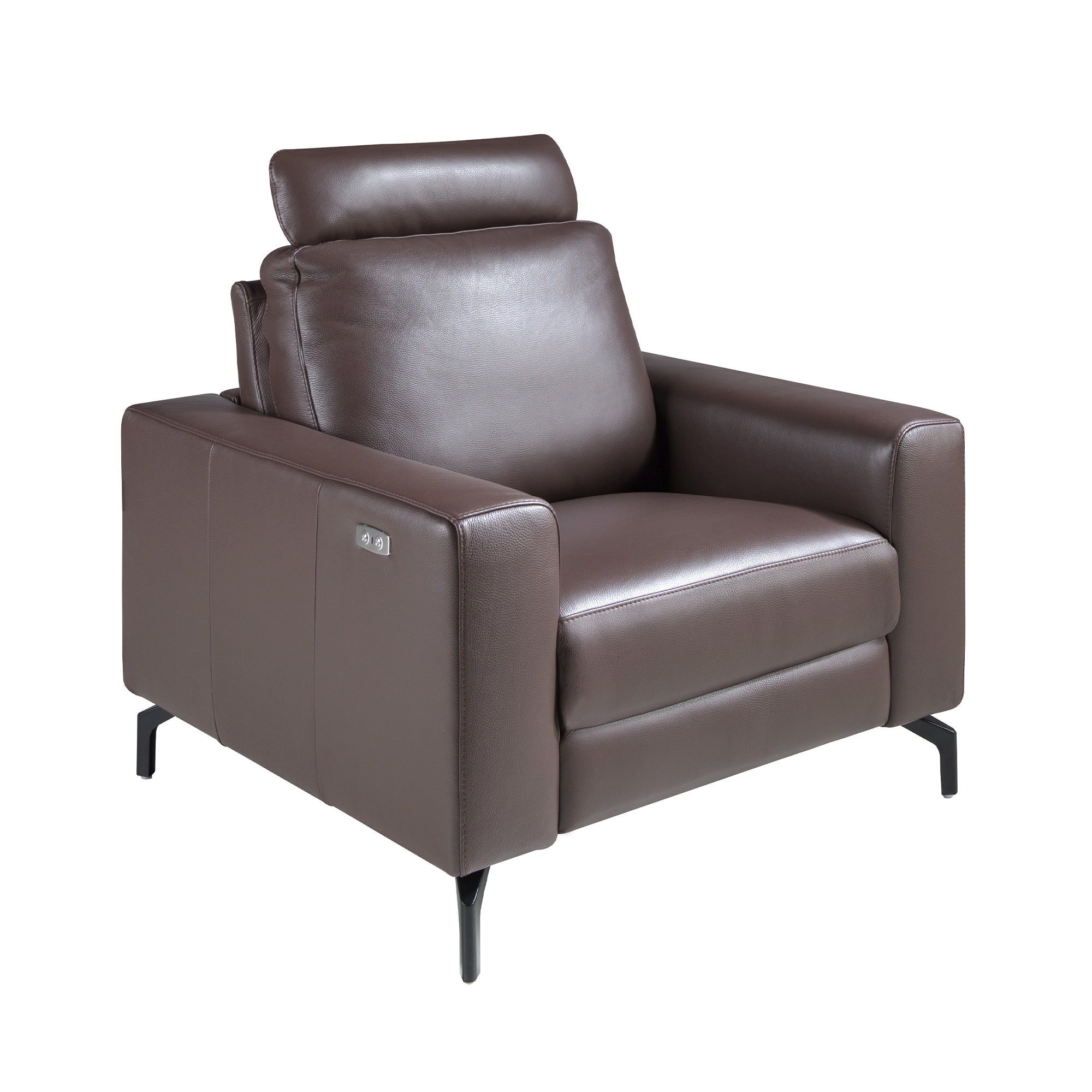 Chocolate brown leather recliner armchair