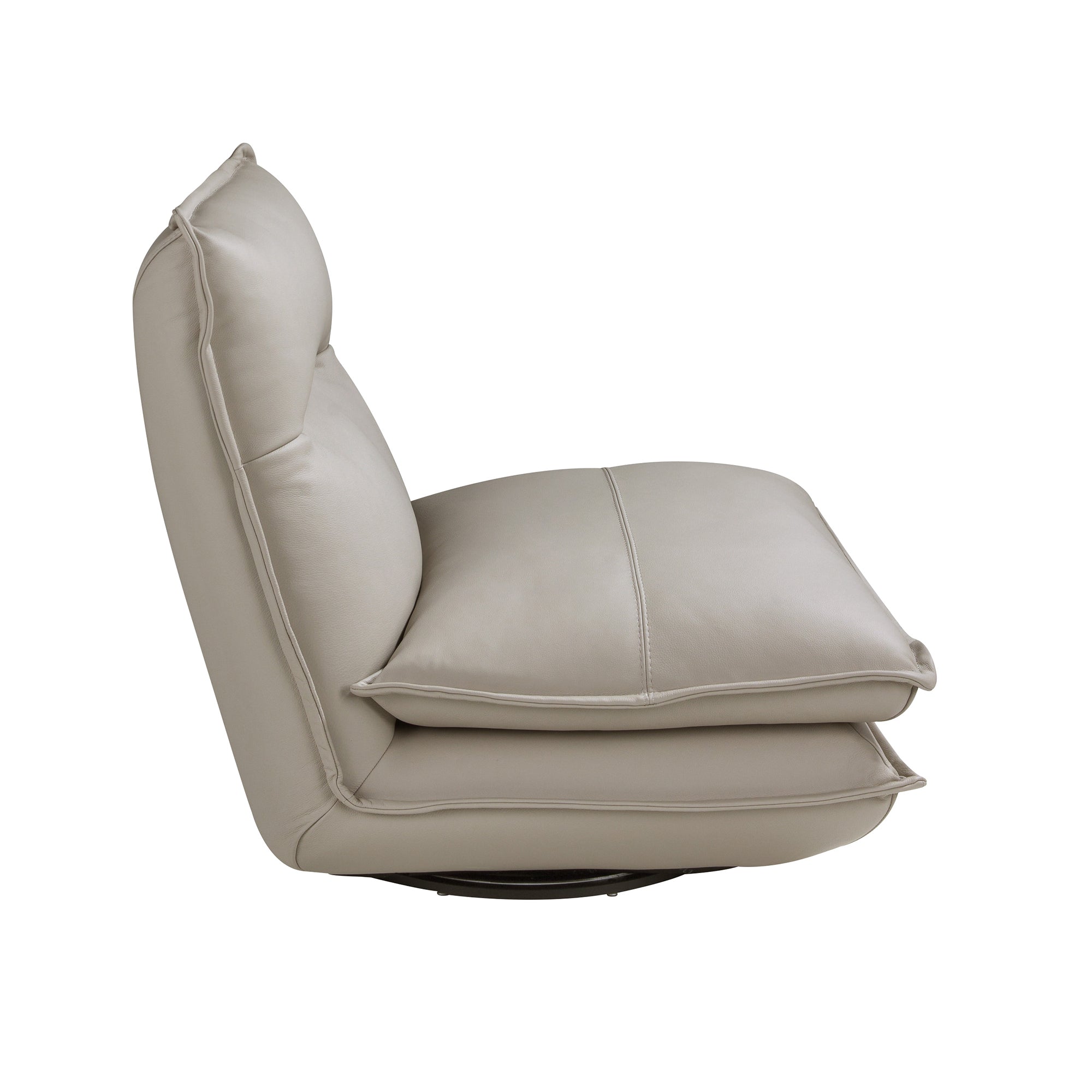 Taupe grey leather swivel armchair