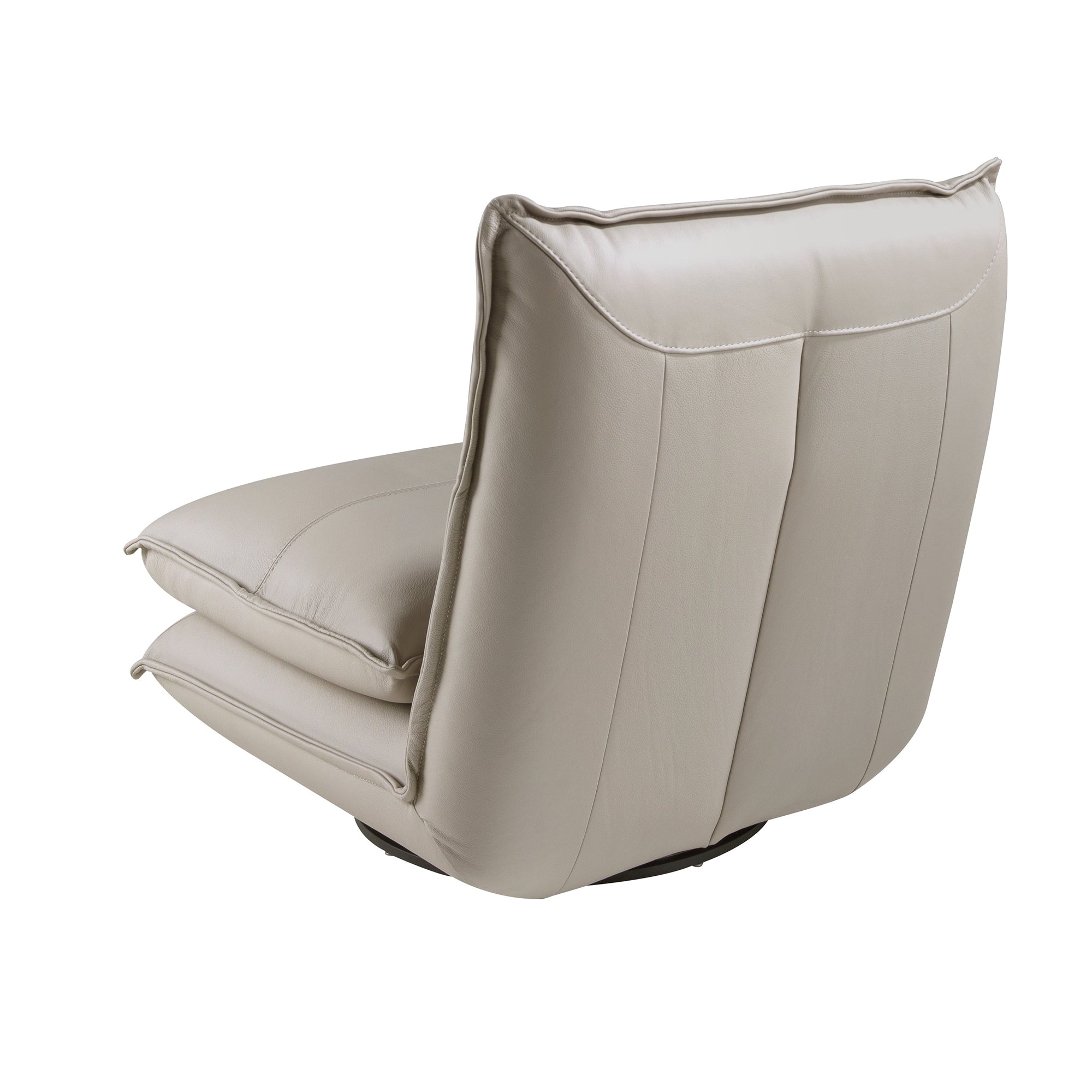 Taupe grey leather swivel armchair