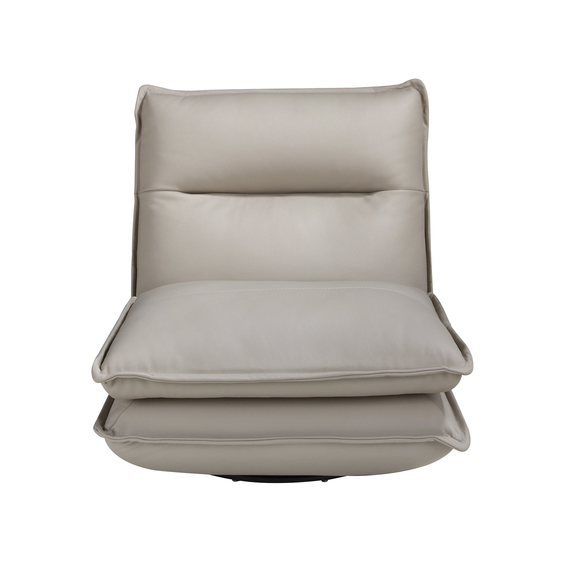 Taupe grey leather swivel armchair