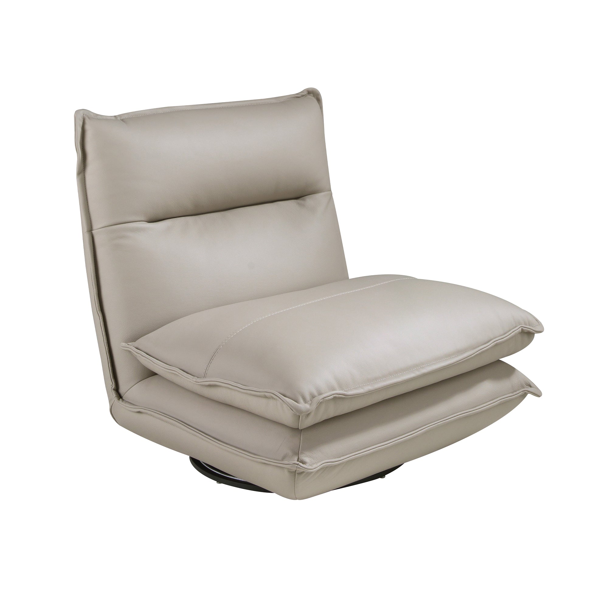 Taupe grey leather swivel armchair