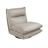 Taupe grey leather swivel armchair
