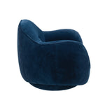 Dark blue velvet swivel armchair