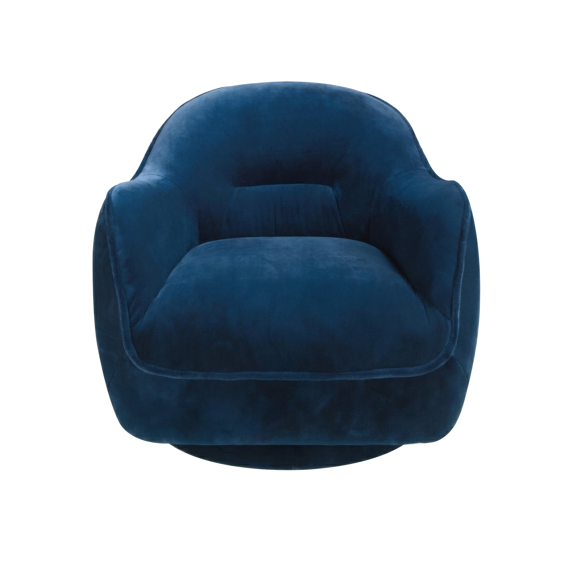 Dark blue velvet swivel armchair