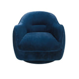 Dark blue velvet swivel armchair