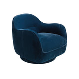 Dark blue velvet swivel armchair
