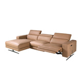 Left-hand brown leather chaise longue recliner sofa