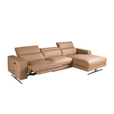 Right-hand brown leather chaise longue recliner sofa