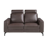 2-Seater Chocolate Brown Leather Recliner Sofa