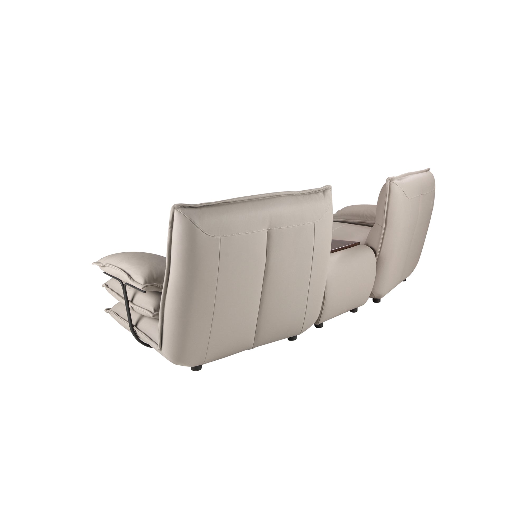 2-Seater Taupe Grey Leather Sofa