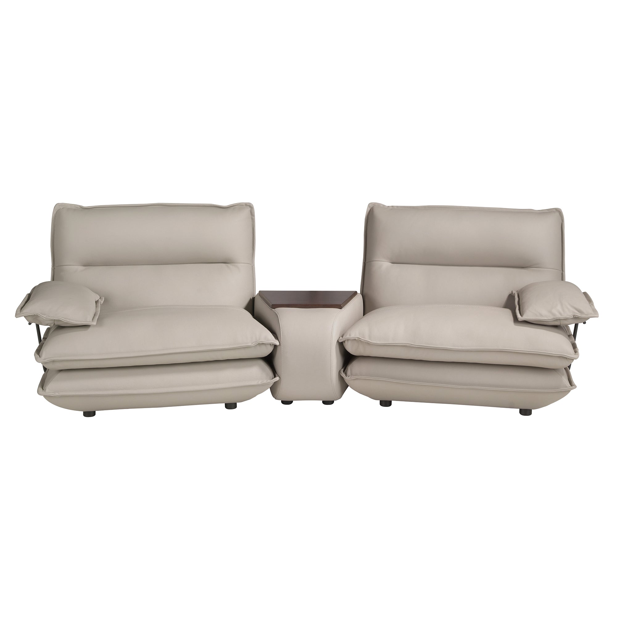 2-Seater Taupe Grey Leather Sofa