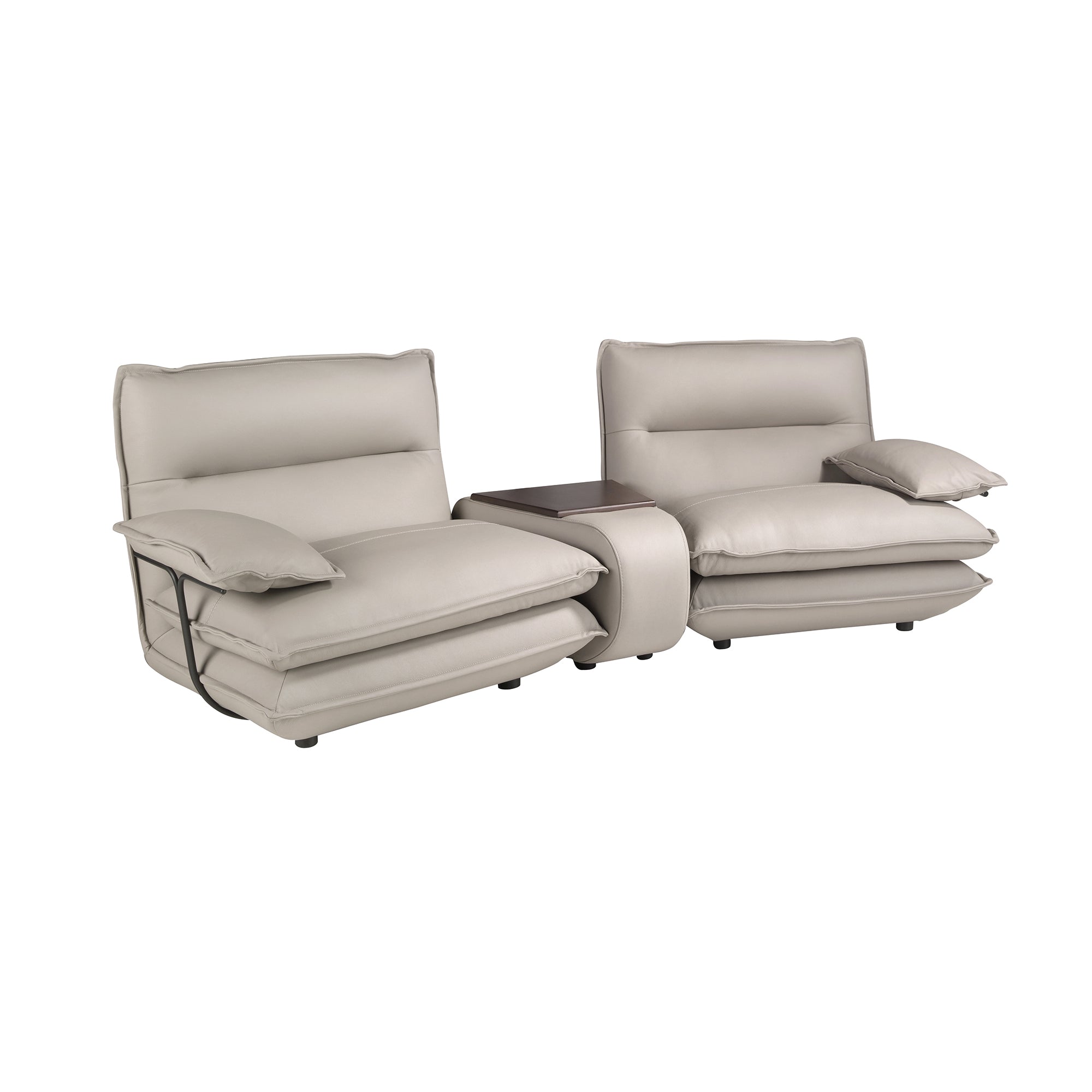 2-Seater Taupe Grey Leather Sofa