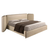 Faux leatherette bed in mink color