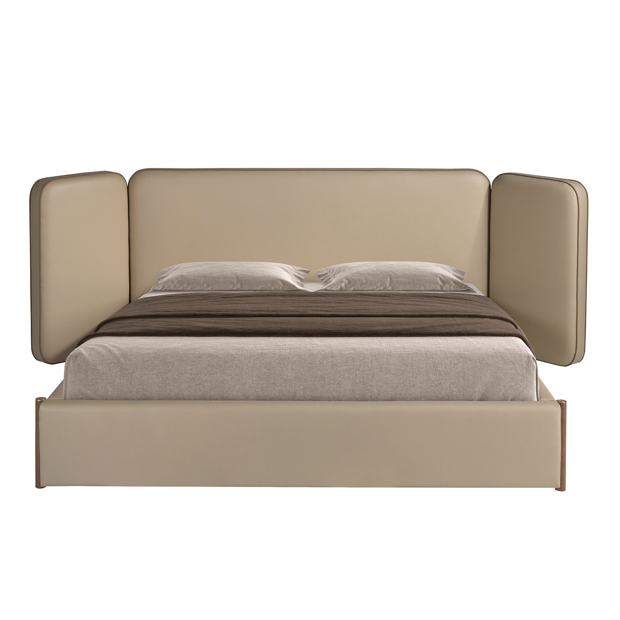 Faux leatherette bed in mink color