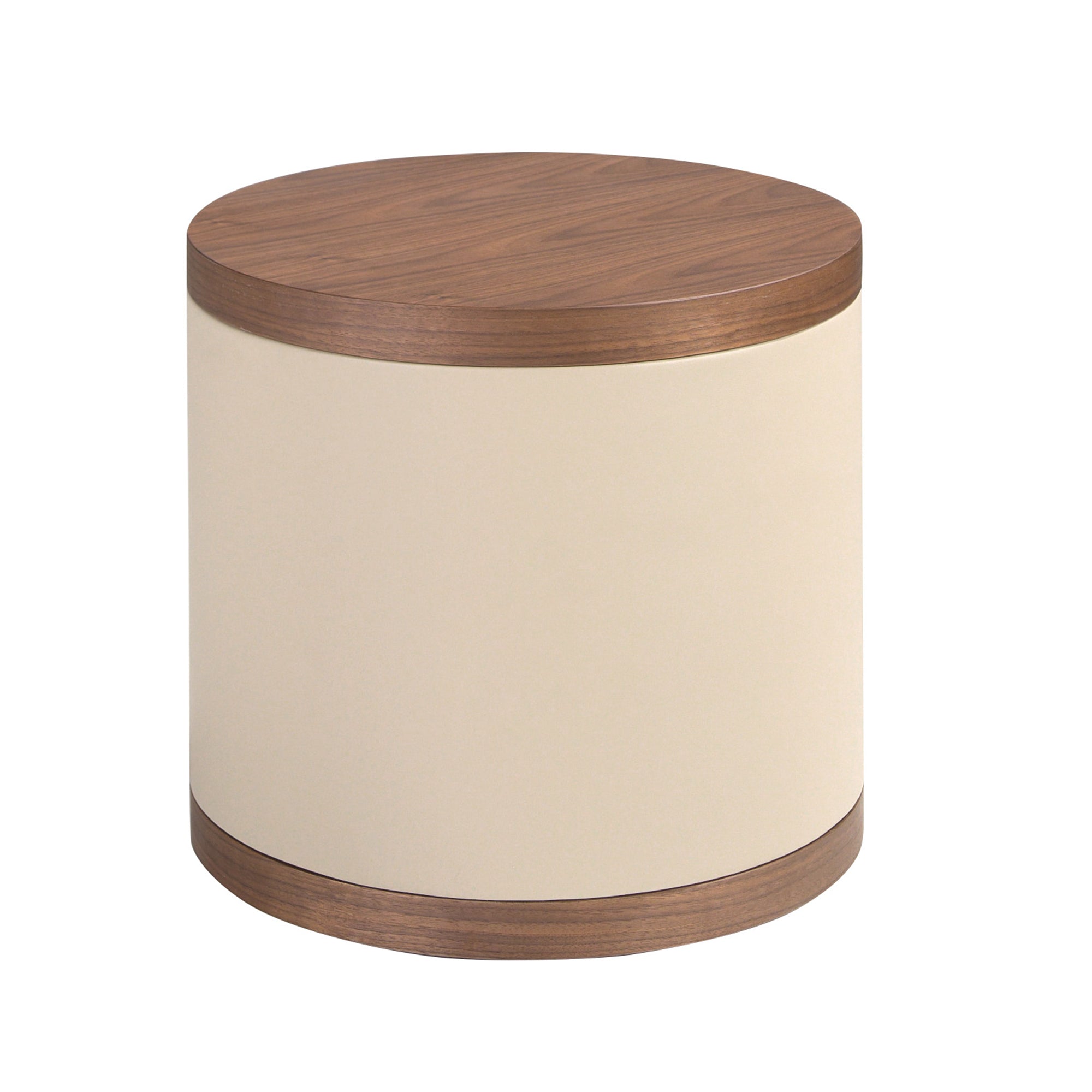 Nightstand in leatherette and walnut
