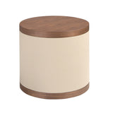 Nightstand in leatherette and walnut