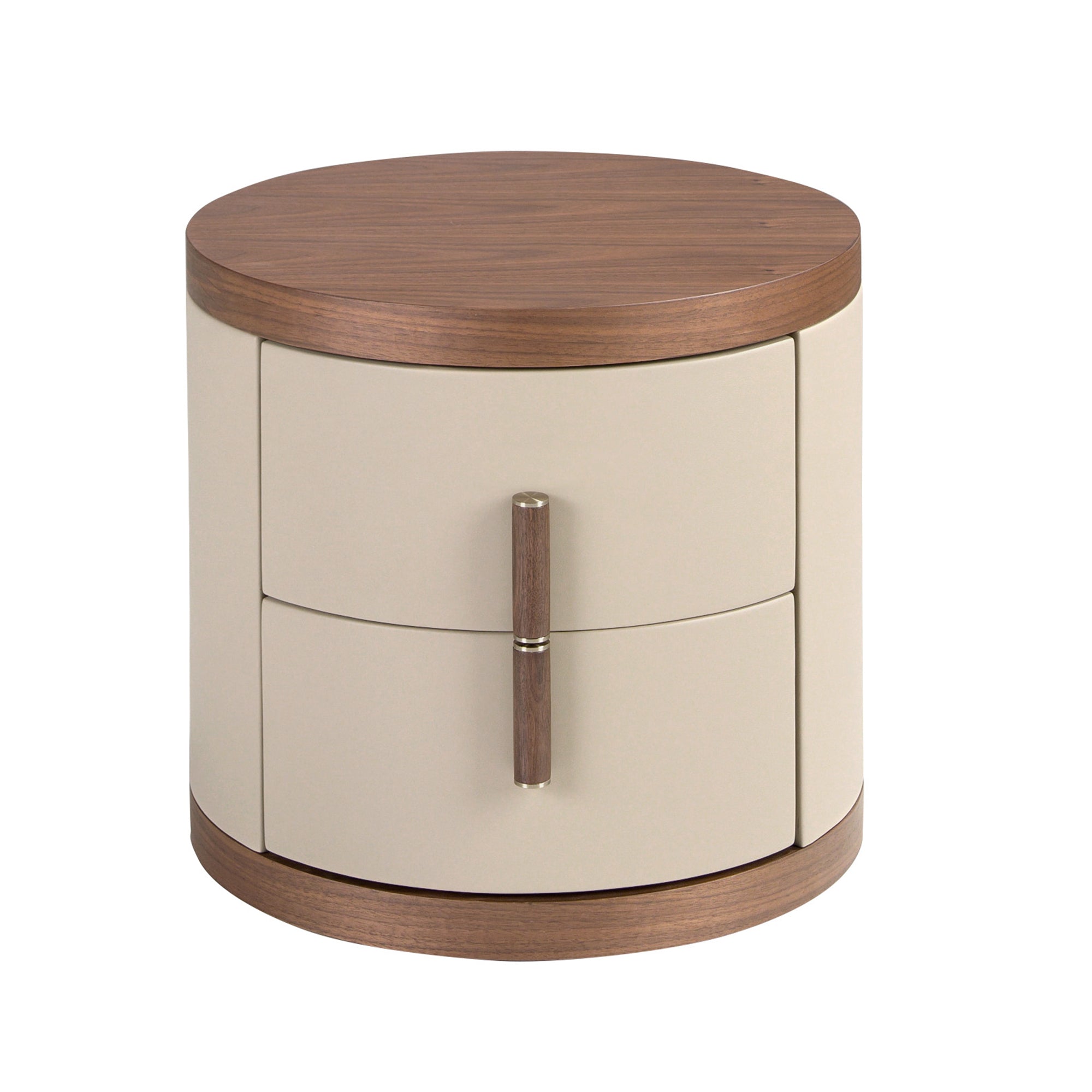 Nightstand in leatherette and walnut