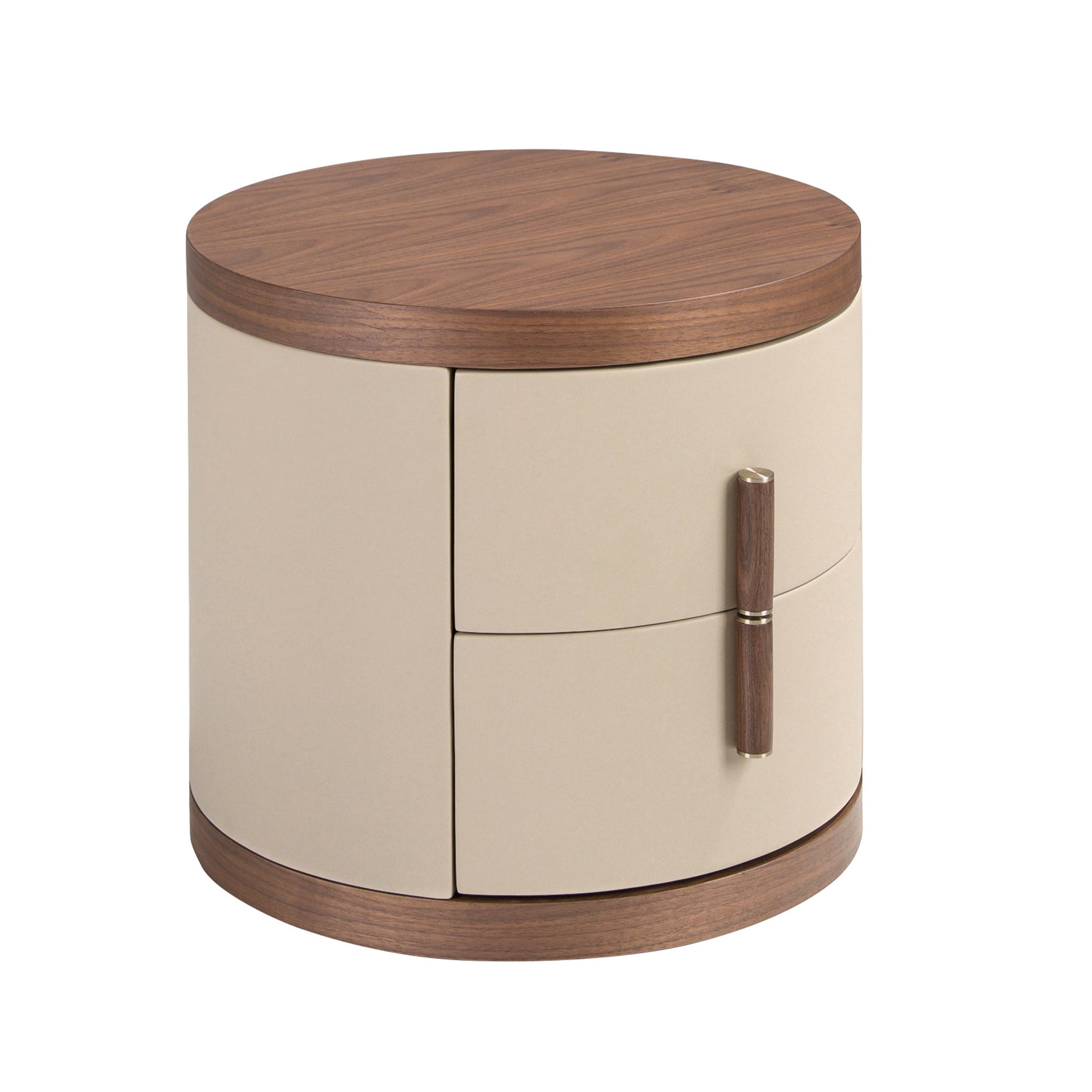 Nightstand in leatherette and walnut