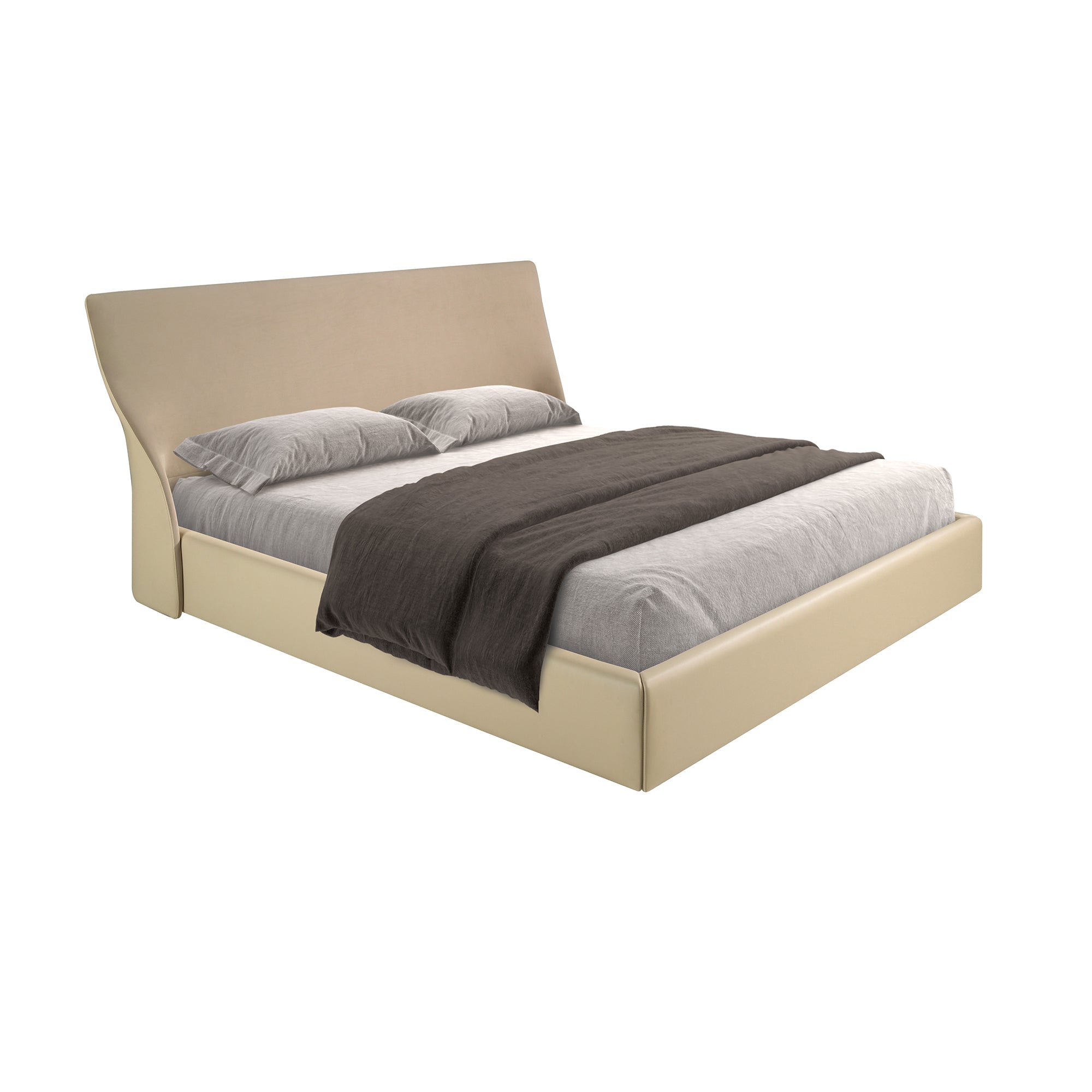 Brown velvet and cream leatherette bed