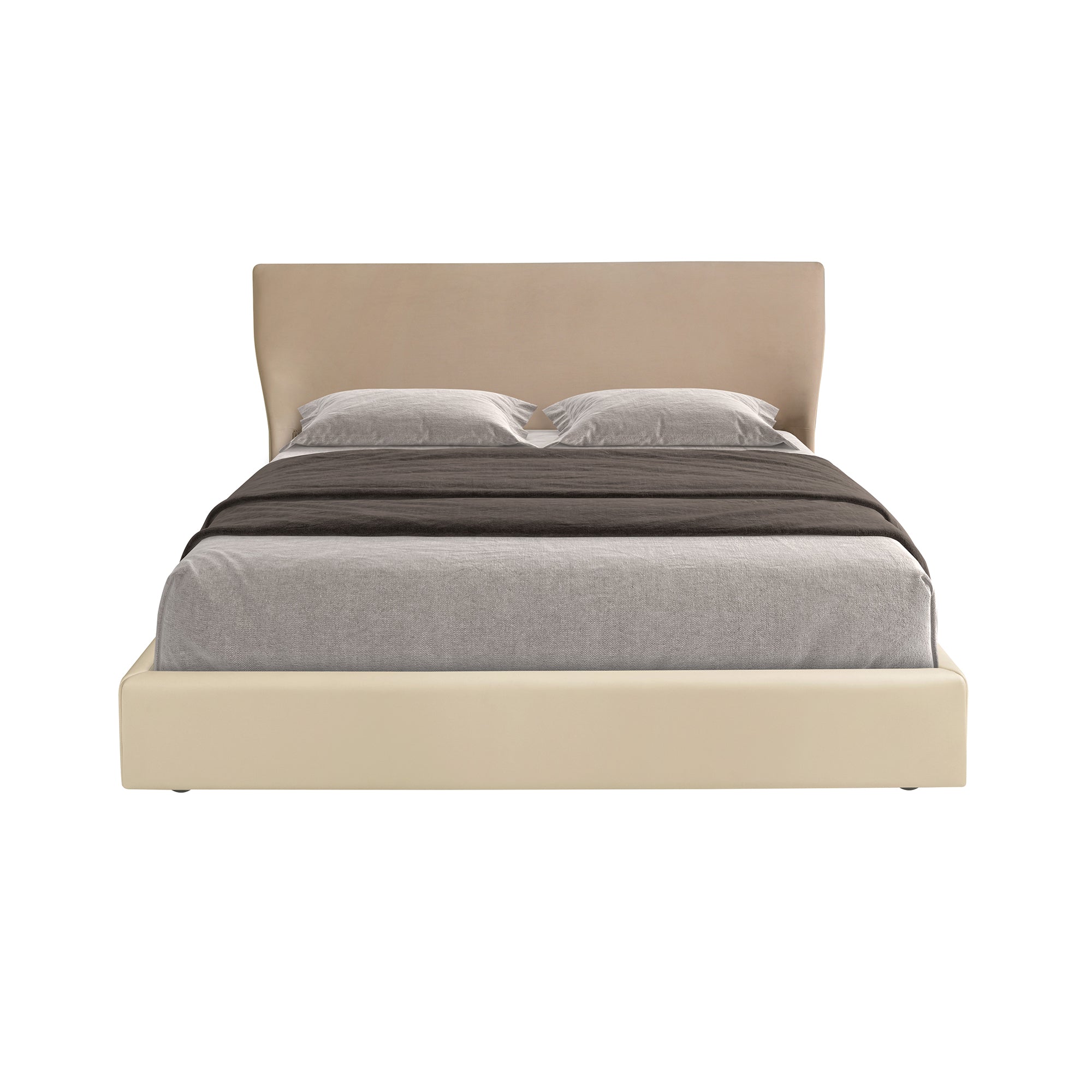Brown velvet and cream leatherette bed