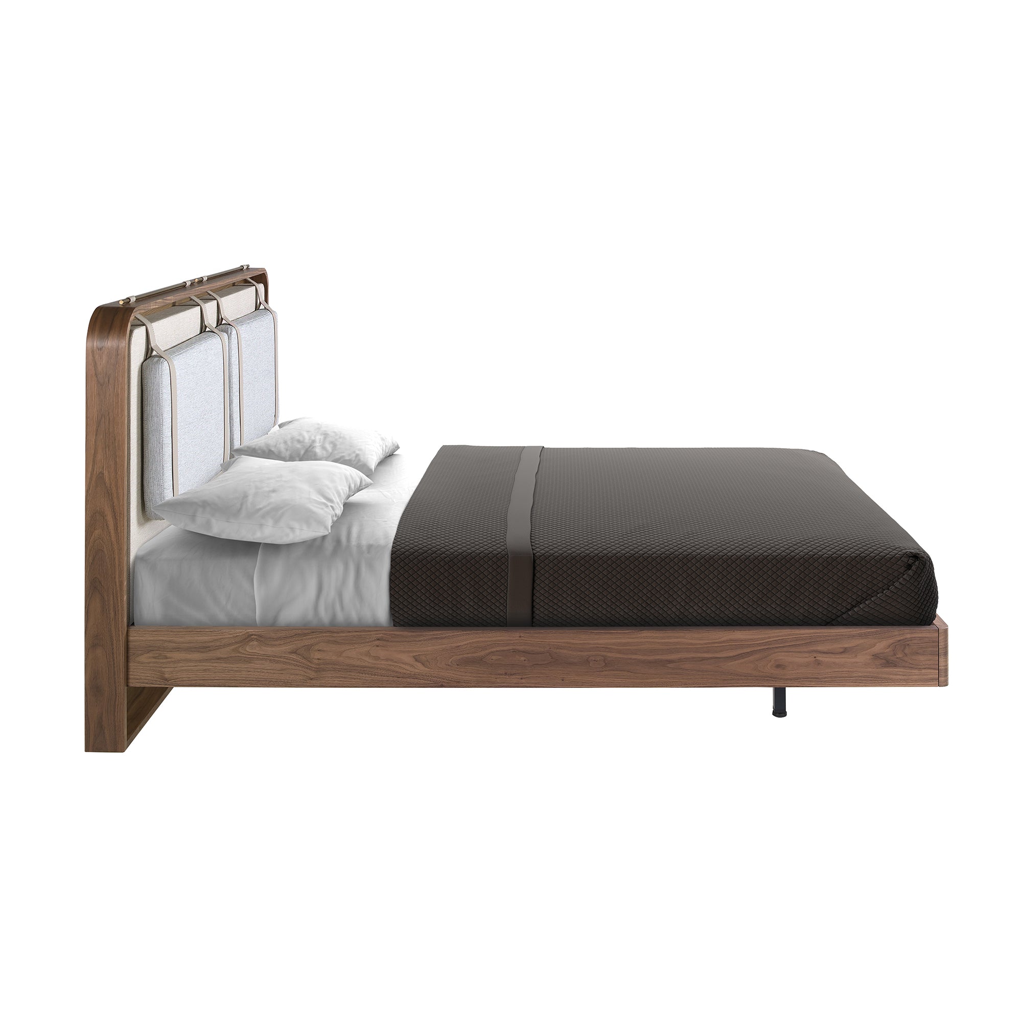 Fabric bed in beige and grey