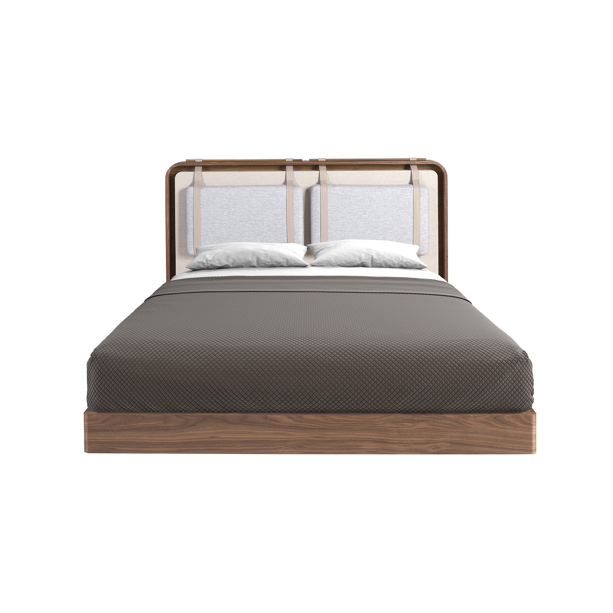 Fabric bed in beige and grey