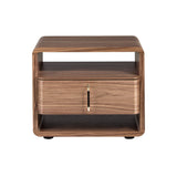 Walnut and black PVC bedside table