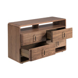 Walnut and black PVC chest of drawers