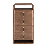 Walnut and black PVC chest of drawers