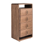 Walnut and black PVC chest of drawers