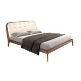 Bed in sand-coloured leatherette