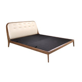 Bed in sand-coloured leatherette