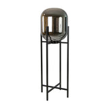 Floor lamp in grey smoked mirror-effect glass and black steel