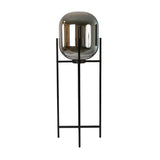 Floor lamp in grey smoked mirror-effect glass and black steel