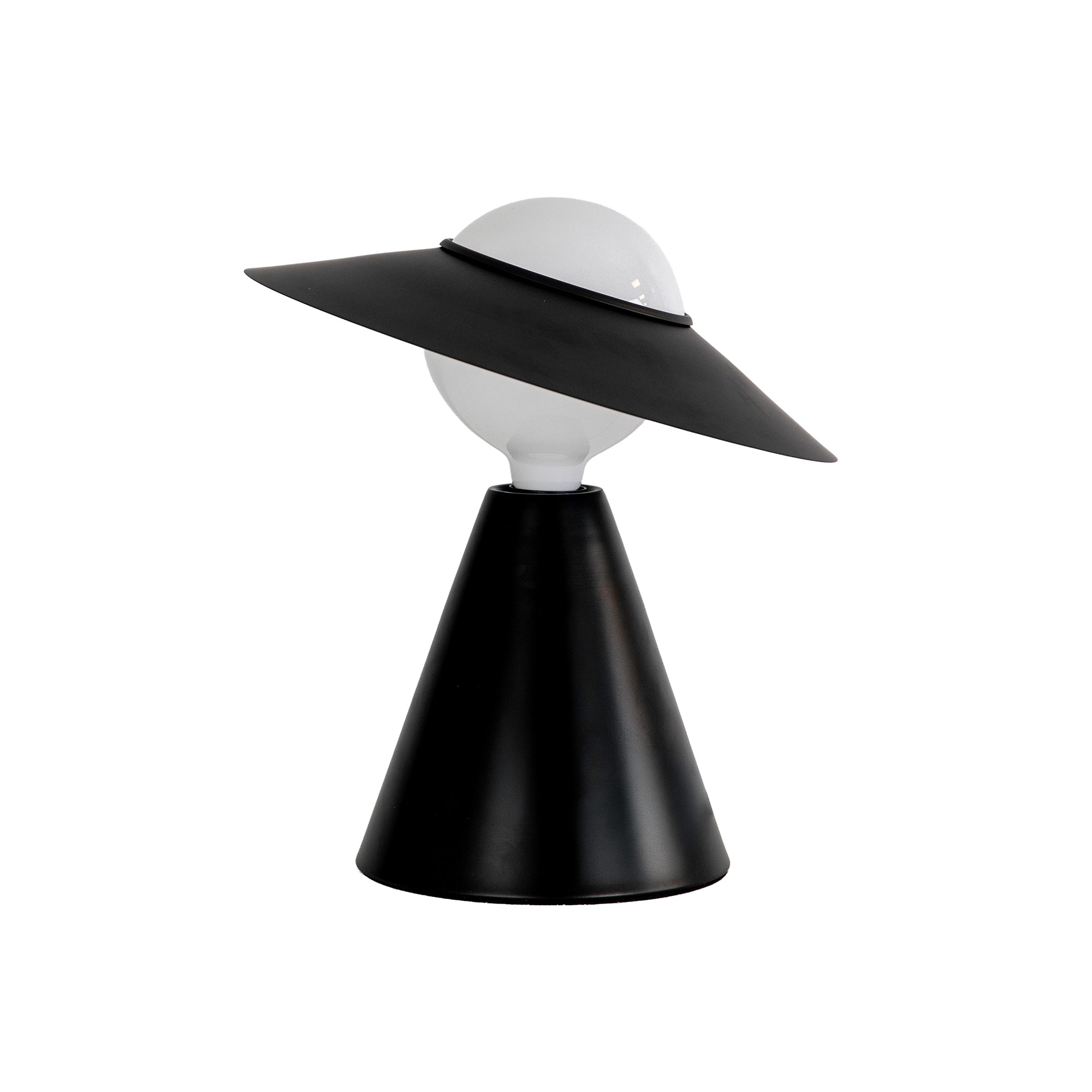 Table lamp in white glass and black steel