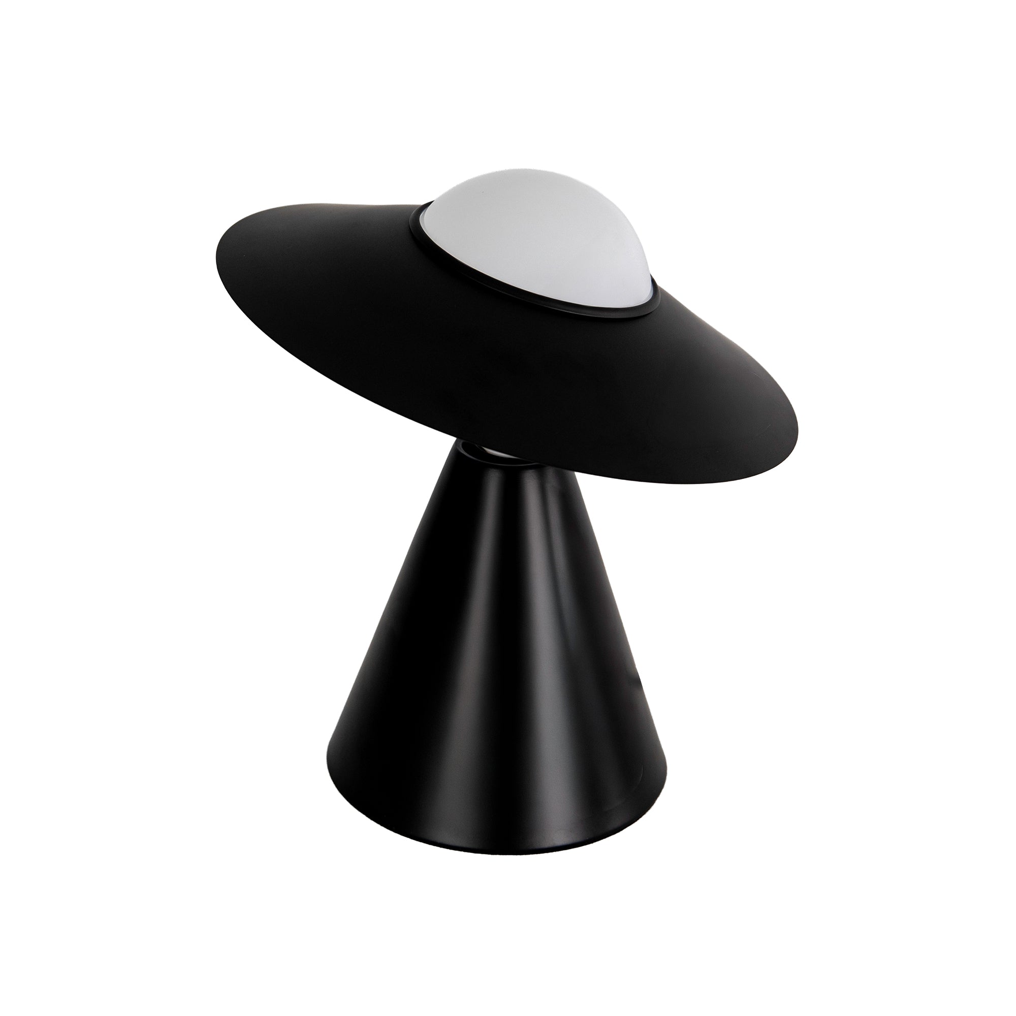 Table lamp in white glass and black steel