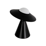 Table lamp in white glass and black steel