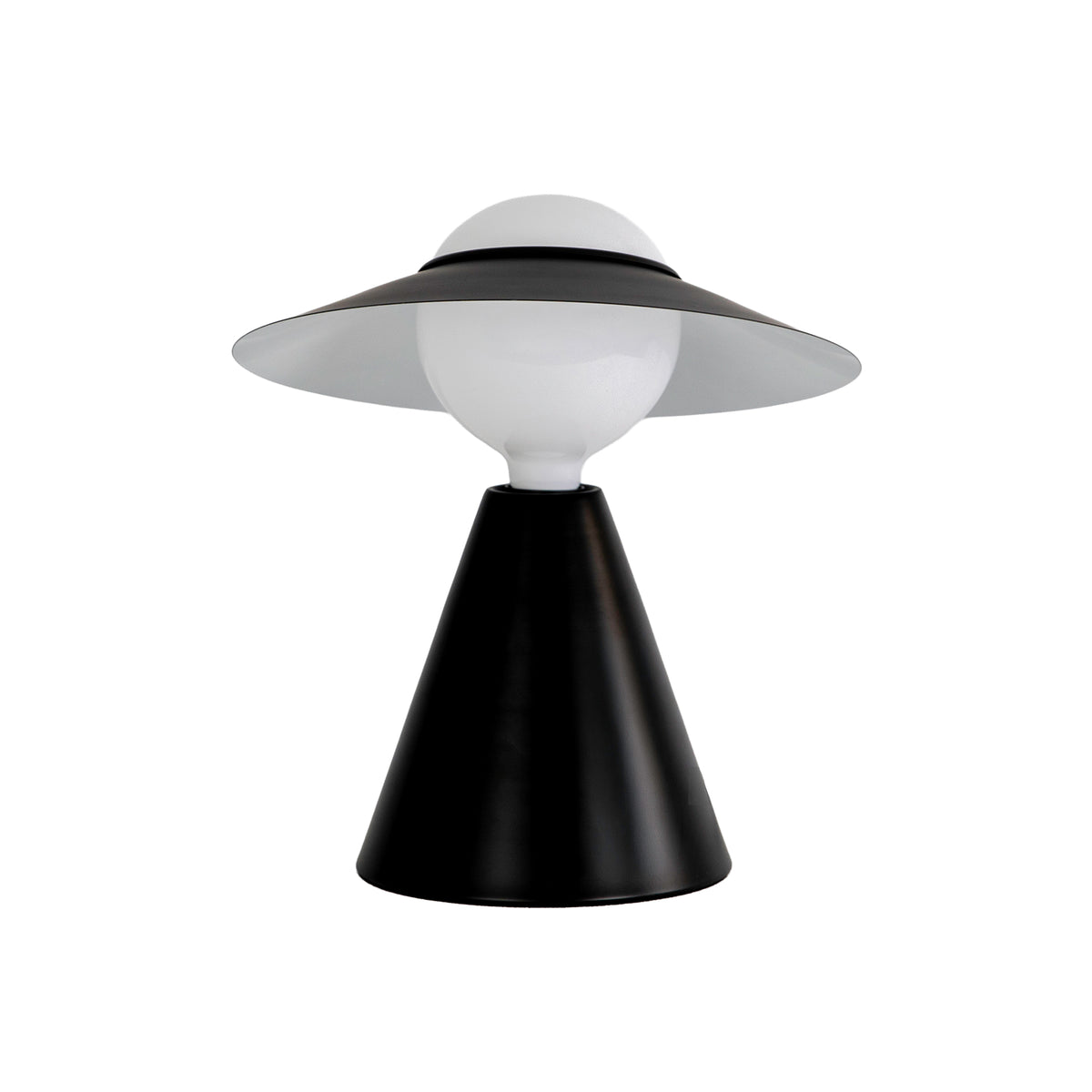 Table lamp in white glass and black steel
