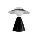 Table lamp in white glass and black steel