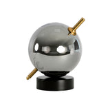 Grey smoked mirror-effect glass and black steel table lamp