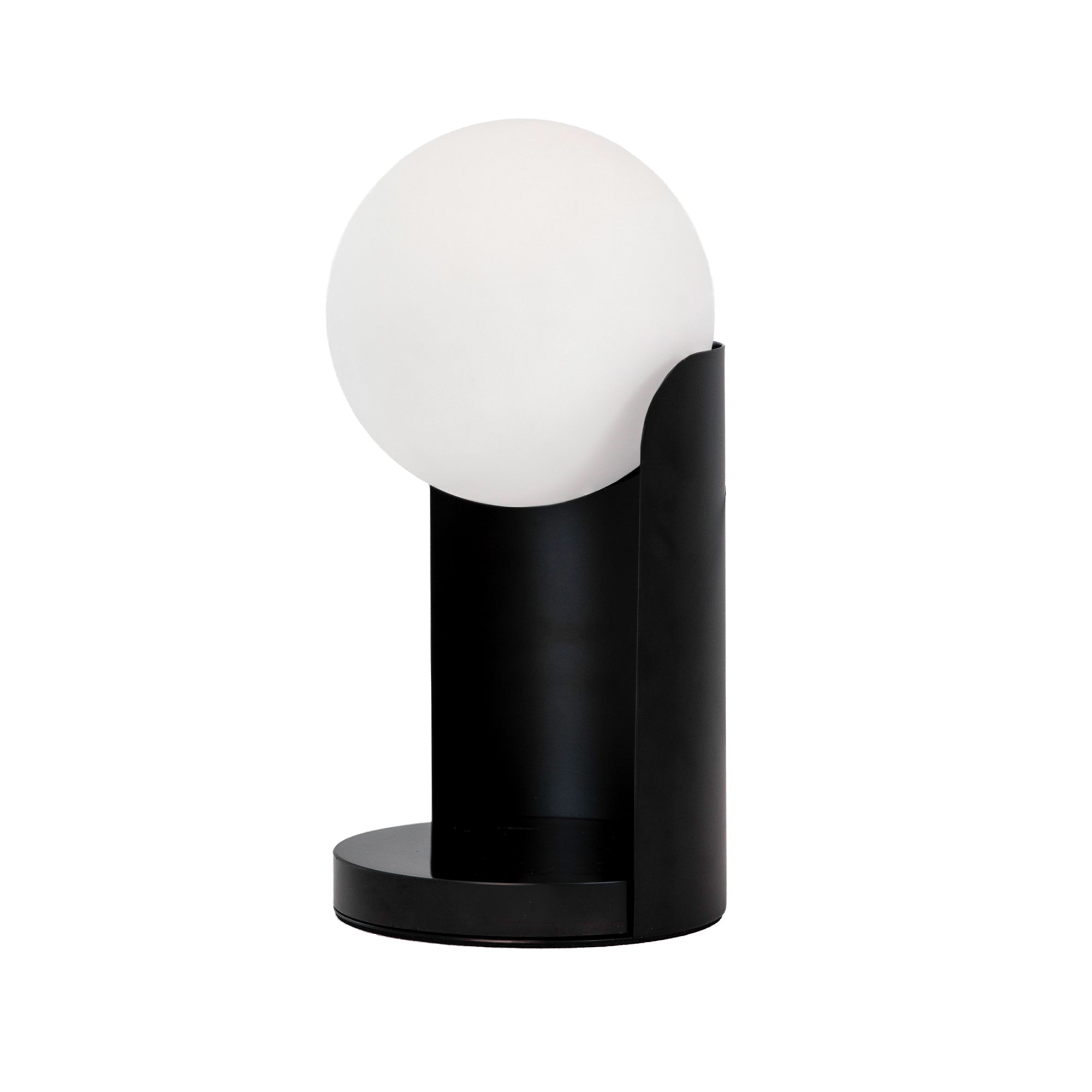 Table lamp in white glass and black steel