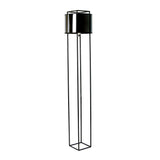 Floor lamp in black and glossy gold PVC and black steel