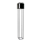 Floor lamp in black and glossy gold PVC and black steel