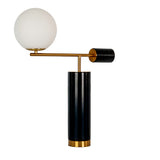 Table lamp in white glass, polished gold steel and porcelain marble base