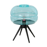Blue glass and black steel table lamp