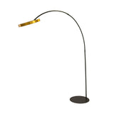 Floor lamp in polished gold steel and black steel